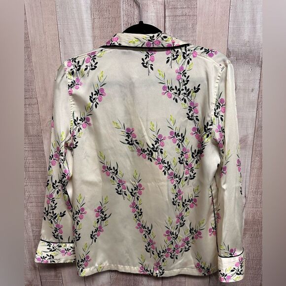 Zara Ecru printed piped floral button down shirt NWOT - Picture 8 of 14